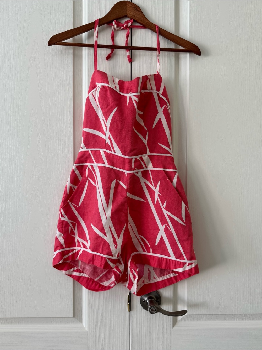Halter Top Shorts Romper. Side pockets and zipper on back.